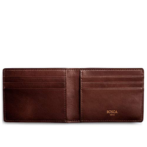 Image of Bosca Men's Wallet, Dolce Leather Slim Bifold Wallet, Dark Brown