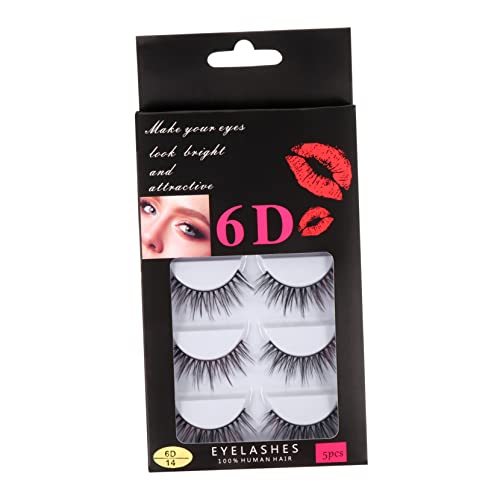 WRITWAA 5 Pares Pestañas Postizas Pestañas De Pelo De Pestañas Cruzadas Herramienta Cosmética Pestañas Gruesas Pestañas Hechas a Mano Pestañas Voluminosas Black Fibra Artificial