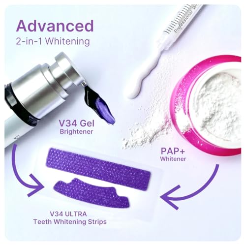 Image of Toothpaste Combo Pack |Fluoride Free Hydroxyapatite, Teeth Whitening, Heals Sensitive Teeth, Fights Cavities, Gum Diseases, Bad Breath, SLS & Chemical Free (Pack of 2, Farm Mint Toothpaste & V34 Teeth Whitening 7 Strips)