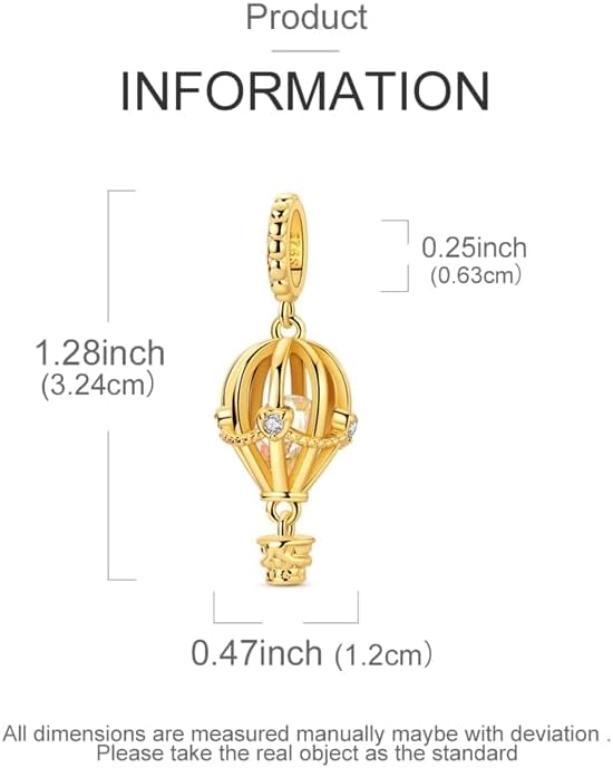 S925 Silver Charms for Pandora Bracelets and Necklaces Heart Dangle Gold Hot Air Balloon Monster Pendant Glow in the dark Bead Jewelry Gift for Women Family Friends - Image 3