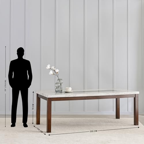Image of Home Centre | Harmony | Solid Wood | 8 Seater Tables | White | 1 Year Warranty