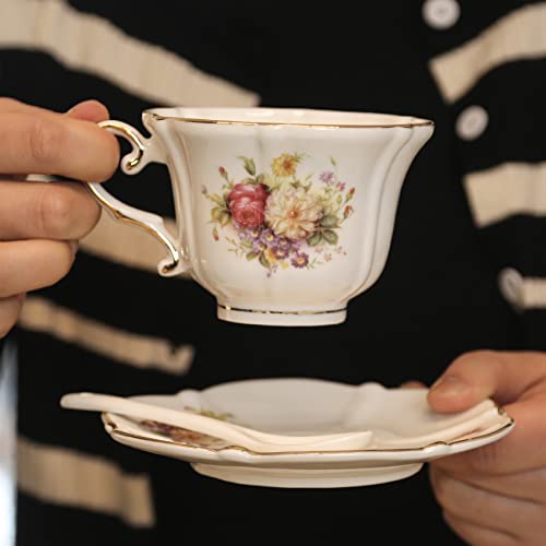 Acmlife Bone China Porcelain Tea Set For Adults, 21 Pieces English Vintage Tea Set With Teapot, Floral Tea Sets For Women Tea Party Or Gift, Service For 6 #TOP6