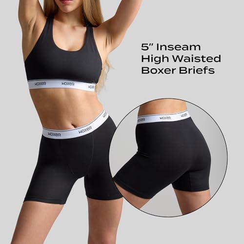 Image of Woxer Womens Baller 5 inch High Waisted Boy Shorts Underwear - Seamless Boxer Briefs, Boyshort Panties, No Show Women's Boxers