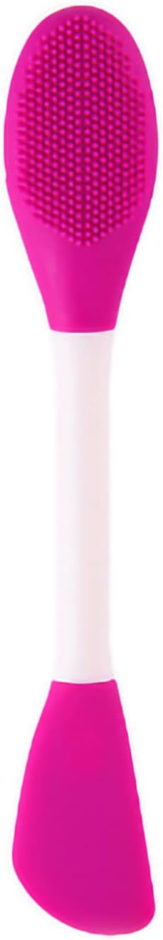 Fictory Double Ended Facial Mask Brush, Silicone Applicator & Cleanser, Easy Grip, Rose Red