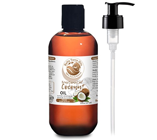 NEW Coconut Oil Fractionated. 8oz. Steam-distilled. US-made. Organic. 100% Pure. Always Liquid. Hexane-free. Carrier Oil for Essential Oils. Natural Moisturizer. For Hair, Skin, Nails, Stretch Marks.