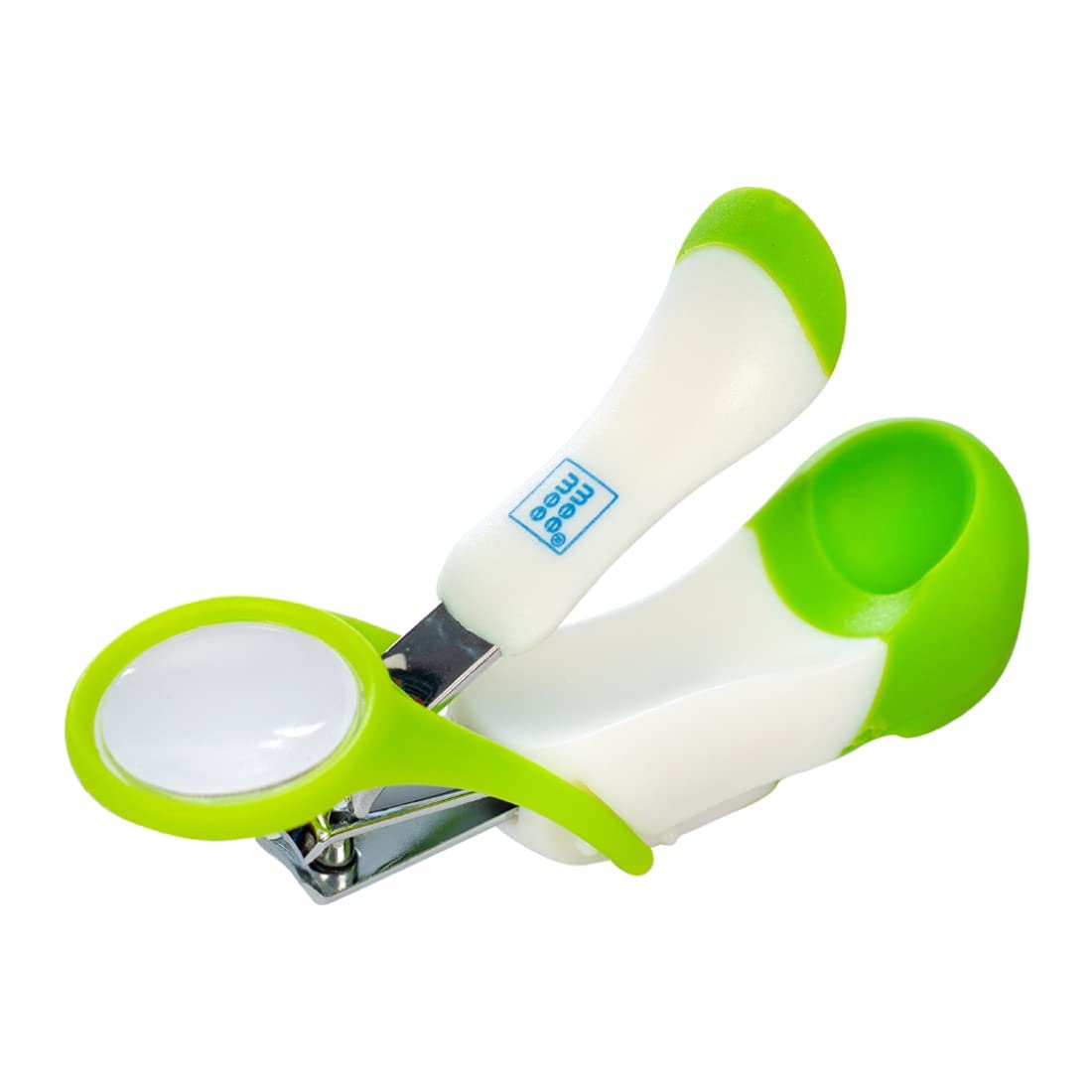 Mee Mee Baby Nail Clipper with Magnifier Zoom Lens, Safety Nail Cutter for New Born Babies Infant Toddler (Single Pack - With Magnifier, White/Green)