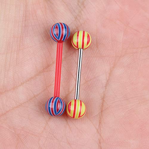 Crazypiercing Wholesale 14G Tongue Rings Barbells Assorted Colors 110 Pcs Acrylic Ball #TOP2