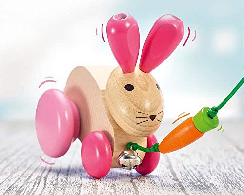 Selecta 62023 Hanna Hoppel, Nachzieh Hase, Schiebe-und Nachziehspielzeug aus Holz, 13 cm - 2