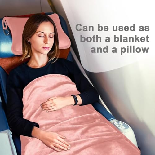 Image of Fleece Blanket 40 inchx65 inch for Travel with Portable Storage Bag (Solid Pink)