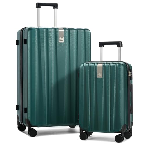 Image of Hanke Hardshell Luggage Sets 2 Piece Extra Large Suitcases with Lock,28 Inch Luggage with Spinner Wheels, Travel Suitcase for Women Men 20 29Inch,Blackish Green
