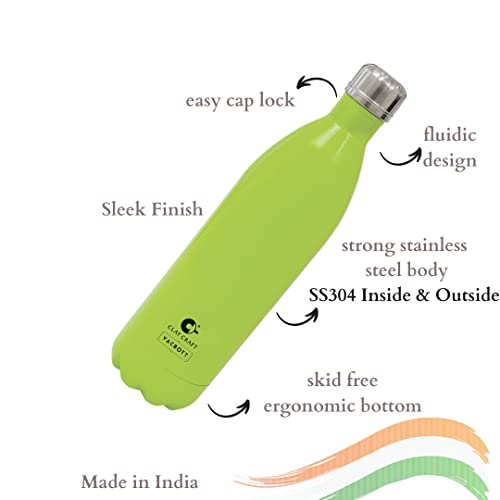 Image of Clay Craft Vacbott Vaccum Bottle, 500 ml Stark Double Walled 24 Hours Hot and Cold Water Bottle, 1 Piece| Leak Proof | Office Bottle | Gym | Home | Kitchen (Green)