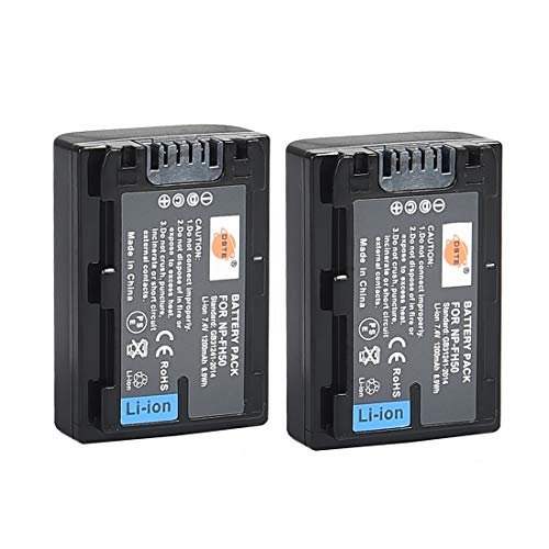 DSTE 2-Pack NP-FH50(7.4V 1200mAH) Spare Battery Compatible for Sony DSLR-A230 DSLR-A290 DSLR-A330 DSLR-A380 DSLR-A390 DSC-HX200V HDR-TG5V HDR-TG1E HDR-TG3 HDR-TG5 HDR-TG7 Digital Camera