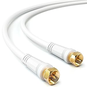 deleyCON 3m Satelliet TV-Antennekabel Coaxiale Kabel HDTV 4-Voudig Afscherming DVB-S DVB-S2 Radio DAB Vergulden Metalen Stekker Wit