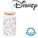 Silver Buffalo Disney Alice in Wonderland Glass Jar Tumbler with Bamboo Lid and Glass Straw, 16 Ounces
