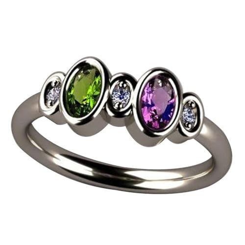 White Gold Plated Green Purple White Cubic Zirconia Engagement Rings Wedding Bridal Band Promise Rings Evening Parties Anniversary Valentine's Day Gifts Eternity Bands for Women