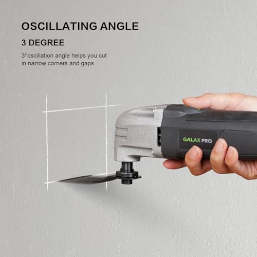 GALAX PRO 22000 OPM 2.0A Oscillating Multi Tool, 3 Degree Oscillating Angle with 3 Pieces Saw Blades, 1 Piece Semi Circle Blade Sanding Plate, 6 Pieces Sanding Papers for Grinding by GALAX PRO - Image 8