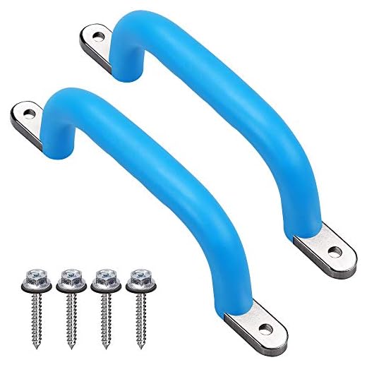 Besthouse Set of 2 Non-Slip Solid Playground Safety Handles, Swing Set Kids Safety Hand Grips for Playset, Climbing Frame, Play House, Indoor Monkey Bars & Treehouse Accessories, Blue, 10"