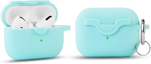 Funda de silicona compatible con Apple Airpods Pro 2 y Pro, divertida funda antipérdida compatible con carga inalámbrica (verde menta)