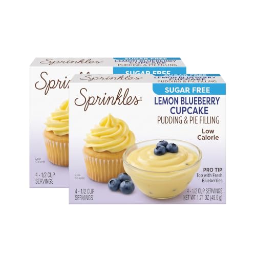 Sprinkles Lemon Blueberry Cupcake Sugar-Free Instant Pudding Mix, 4 Servings, 1.71 oz Box (Pack of 2)