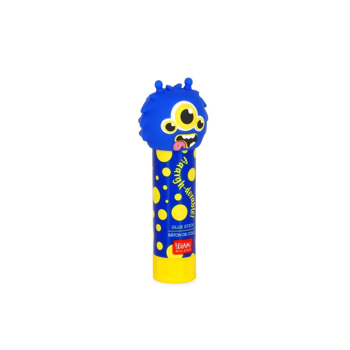 LEGAMI MILANO Colla Stick Monster, Adesivo a Base d'Acqua per Bambini, Design Divertente con Mostro Blu