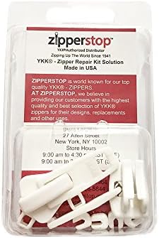 YKK Zipper Repair Kit Solution Vislon #10 Slider/Pull Type Plastic - Top Stoppers (Made in USA) in Clamshell Box w/Hanger (Automatic Lock, White 2 Pulls-top Stoppers) image 2