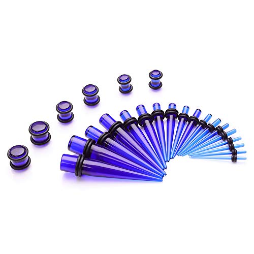 50 Pieces Ear Stretching Kit 14G-00G By Jieyuejewelry - Acrylic Tapers And Plugs + Silicone Tunnels - Ear Gauges Expander Set Body Piercing Jewelry #TOP4