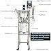 HQHAOTWU Glass Reactor 316 Stainless Steel Double-Layer Reaction Kettle 10L Chemical Jacketed Reactor Vessel with Support Frame and Digital Display Adjustable Speed for Reaction Distillation 110V
