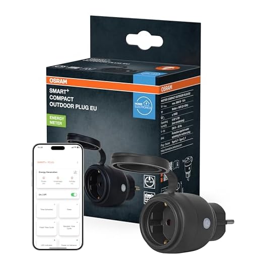 OSRAM SMART+ MATTER prise extérieure, prise extérieure avec contrôle de la consommation d'énergie en noir en PP, protection IP44, intégration d'appareils dans la maison connectée