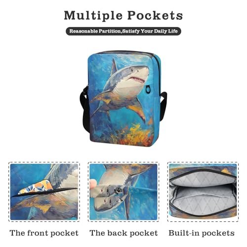 messenger bag for women crossbody Shoulder Bag For Woman crossbody purses for women Adjustable Strap for Shopping Shopping- Ocea Sea Shark2