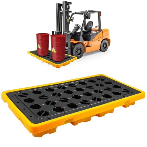 Resistenza a tutte le stagioni: questo pallet modulare di contenimento delle fuoriuscite offre una resistenza superiore a sostanze chimiche, abrasione, temperature estreme e include una griglia nera rimovibile antiscivolo per stabilità con barili o carichi impilati. I bordi arrotondati e le superfici lisce aiutano a prevenire il rischio di inciampare e facilitano la pulizia.