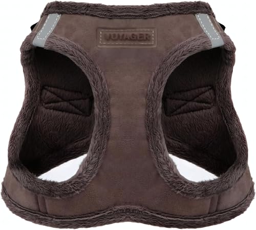 Voyager Step-In Plüsch-Hundegeschirr by Best Pet Supplies - Step-In-Westengeschirr für kleine und mittelgroße Hunde, Weicher Plüsch, Schokolader, size M - Brust 40- 45 cm