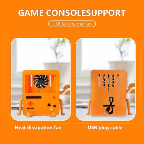 Cartoon Cute Switch Games Protective Hard Cover Case for Switch Console Controlle Game Console Cover Protective Shell for Switch Portable Video Game Stand Holder Accessory (Cooling Fan-Orange) - Thumbnail 4