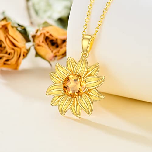 Sunflower Necklaces for Women 925 Sterling Silver You're My Sunshine Sunflower Pendant Natural/Created Birthstone Gemstone Jewelry Gifts for Mother3