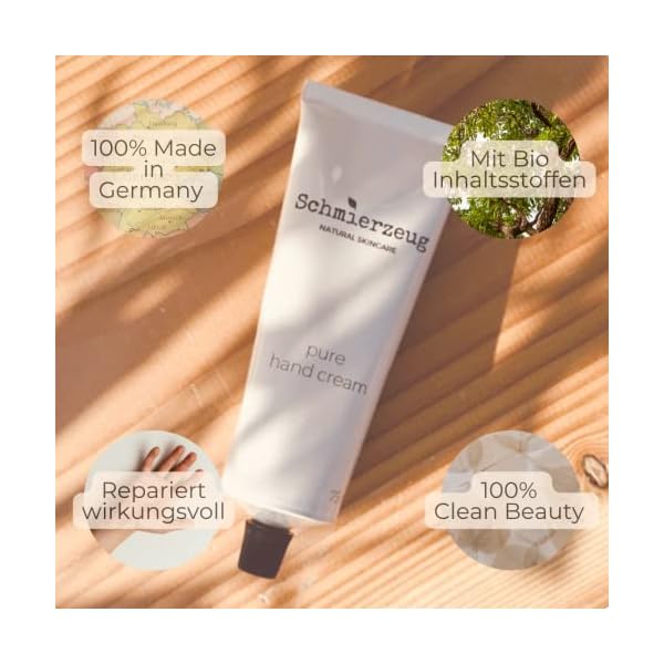 SCHMIERZEUG Hand Cream, Clean Beauty mit Sheabutter, Panthenol & Allantoin, wirklich effektiv bei trockener Haut, zieht schnell ein, Handcreme unterstützt bei Neurodermitis, parfümfrei, 75ml – Bild 4