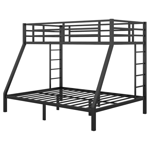 Bellemave Twin XL Over Queen Bunk Bed for Adults, Twin XL Over Queen Bunk Beds Frame with 2 Ladder and Full Length Guardrail, Easy Assemble, Mattress Not Included, Black by Bellemave - Used condition - Image 7