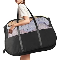 Collapsible Laundry Baskets with Easy Carry Handles, 95L Clothes Hamper for Storage, Foldable Laundry Basket Tear-proof, Large Pop Up Hampers for Laundry, Bedroom, Bathroom, Dorm Black