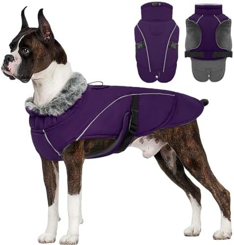 Hundemantel XXXL, Hundejacke Große Hunde Winterjacke Thermomantel für Hunde Wärmemantel Wintermantel Labrador Hundemantel(Lila, 3XL)