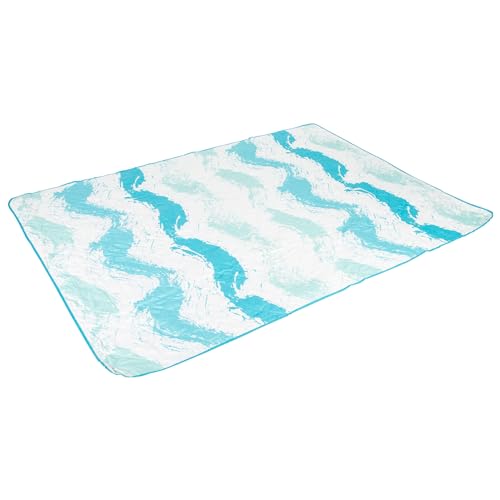 AKTIVE 62412 Tapete de praia acolchoado, 200 x 150 cm, impermeável, dobrável e leve para campismo, piquenique e exterior, estampado azul