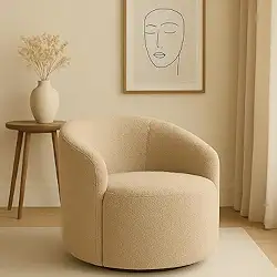 Poltrona Grécia Orgânica Decorativa em Tecido Boucle | Moderna Elegante Confortável com Almofadas