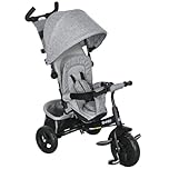 HOMCOM 6 in 1 Trike, Kids Tricycle, Pedal Push Bike w/Push Handle, Removable Canopy, 5-point Safety Belt, Storage, Cushion, Footrest, Brake, for 1-5 Years Toddler, Grey