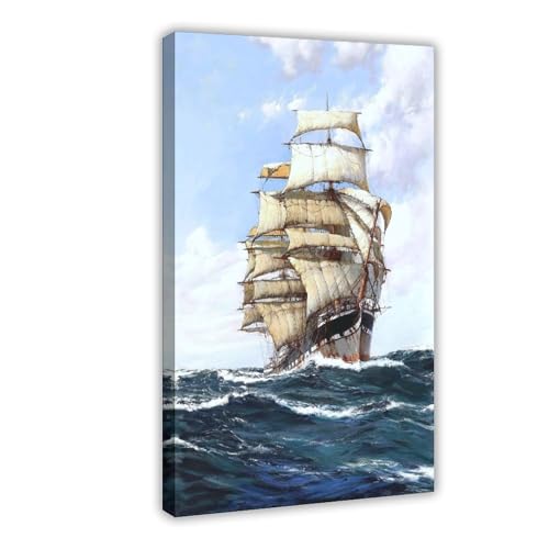 Toile The Lofty Clipper Montague Dawson, tableau mer décoration murale bureau avec cadre en bois