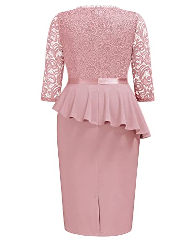 Image of Miusol Women's Plus Size Lace Keyhole Neckline Peplum Bodycon Vintage Cocktail Party Dress