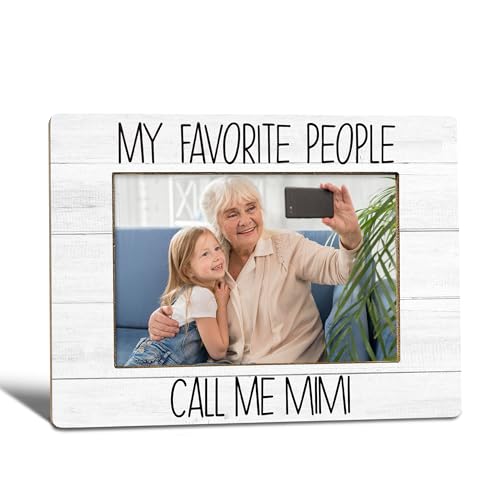 WTOGQ My Favorite People Call Me Mimi Picture Frame, Mother's Day Gifts for Mimi Grandma, Best Grandma Gifts Photo Frame 4X6, Grandmother Wooden Photo Picture Frames for Desk Tabletop Decor