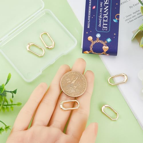 SUNNYCLUE 1 Box 6Pcs Trigger Spring O Rings Real 18K Gold Plated Brass Spring O Ring Clasp Small Purse Ring Clip Clasp Geometric Carabiner Clips Keyrings Snap Hooks Buckles for Jewellery Making - Image 3