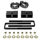 Richeer 3' Front and 2' Rear Leveling Lift Kit for 1995-2004 Tacoma, 3' Front Strut Spacers and 2' Rear Black Leveling Lift Block Kit Extended Square U-Bolts, 3'+2' Height for 1995-2004 Tacoma
