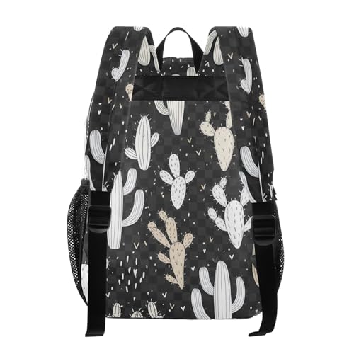 Women Clear Backpack Cute Cacti White Beige Plaid Black Girls Backpack Kids Boys See through Approved Bag3