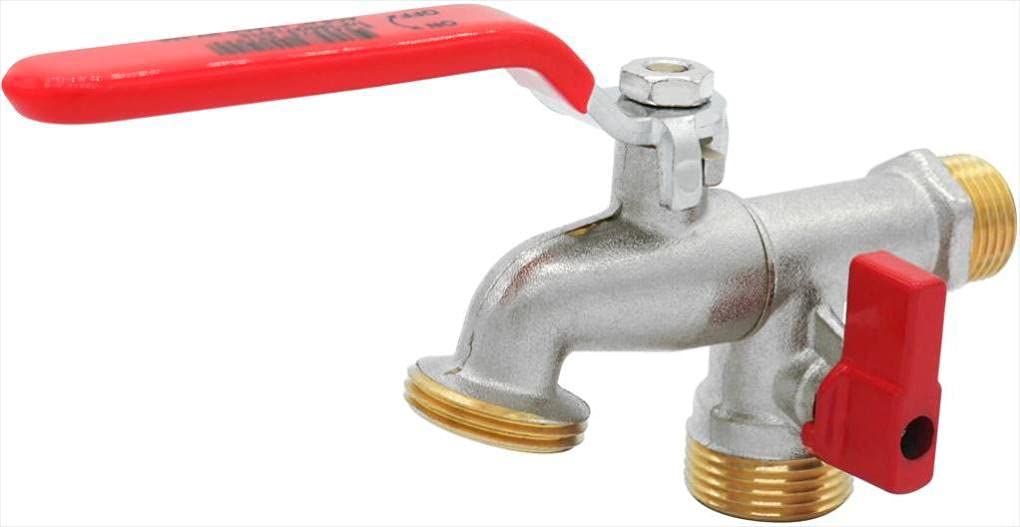 Vanne arrosage M 20x27 avec 2 sorties 1/4 de tour pour raccord de jardin