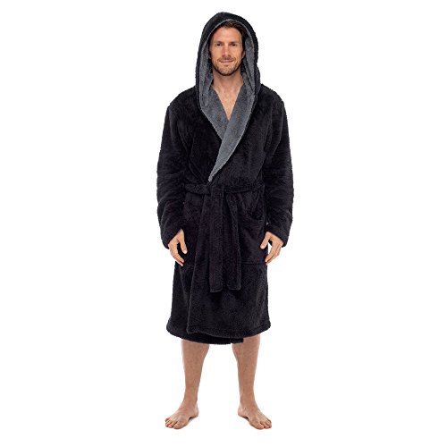 Regency New York Luxurious Men's & Womens Hooded Robe & Shawl Collar Soft Fleece Bathrobe Spa Robe