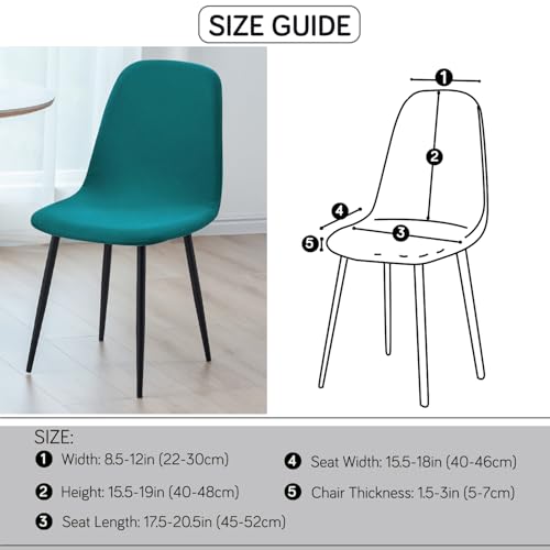 Image of HOKIPO 'SereneSolids' 140 GSM Shell Chair Cover, Mid Century Modern Dining Chair Cover, Pack of 1, Teal (AR-6248-TL)