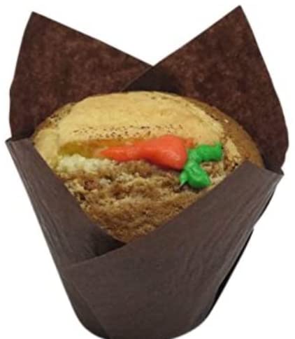 100 Pcs Large Brown Tulip Cupcake Liners - USA MADE - Durable Cupcake Liners for Baking- Elegant, Stylish Muffin Cups Paper Liners- Greaseproof Tulip